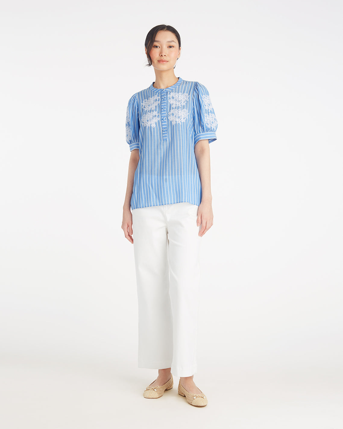 Puff Sleeve Top with Floral Embroidery | Draper James Great Value