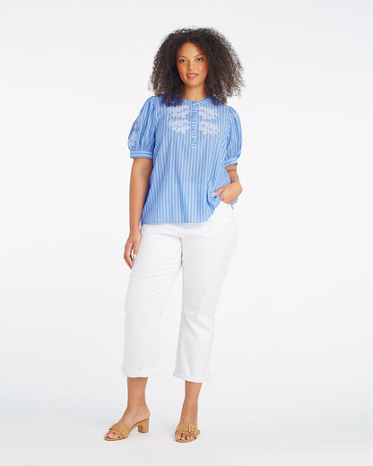 Puff Sleeve Top with Floral Embroidery | Draper James Great Value