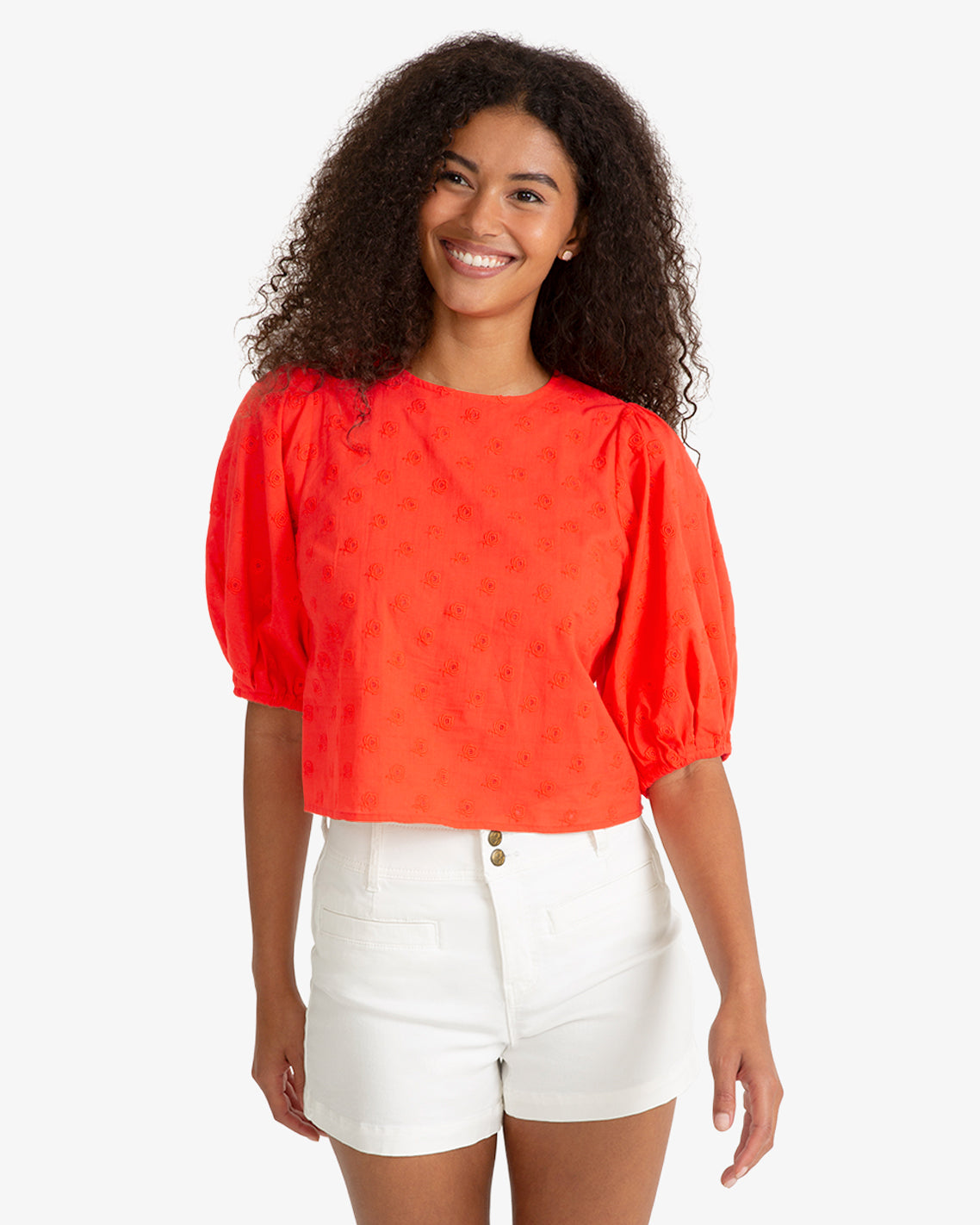 Short Sleeve Top in Embroidered Flower | Draper James Signature