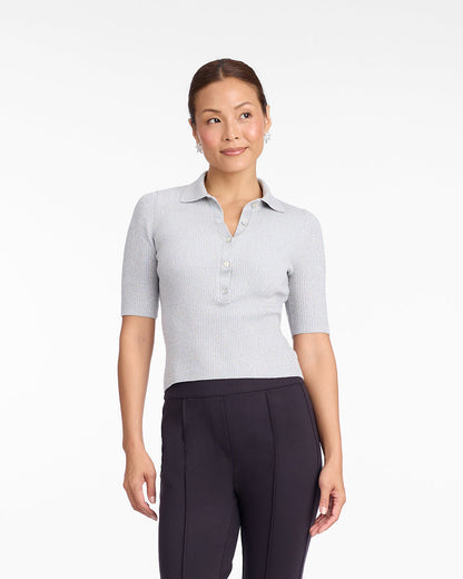 Sweater Polo in Silver | Draper James Smart Buy