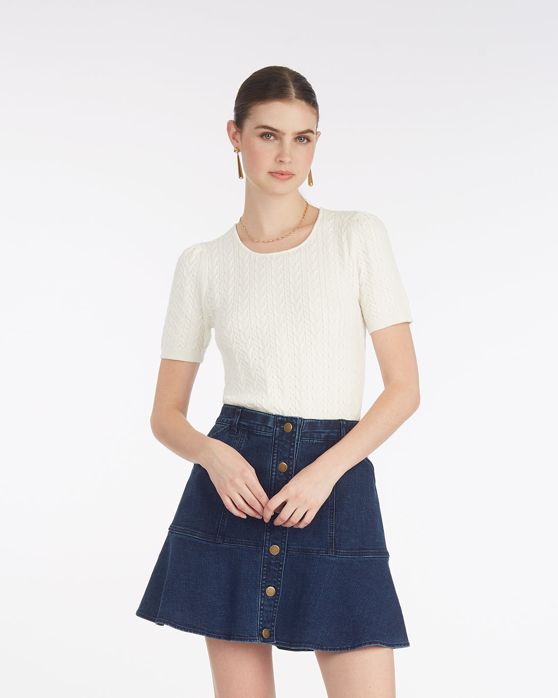 Mixed Cable Crewneck Sweater | Draper James Classic
