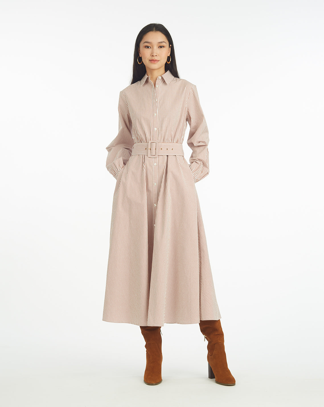 Eliza Midi Shirtdress in Rust Stripe | Draper James Best Seller