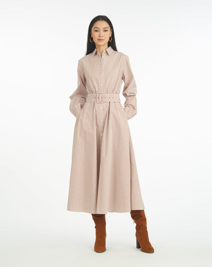 Eliza Midi Shirtdress in Rust Stripe | Draper James Best Seller