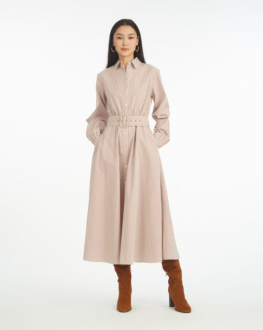 Eliza Midi Shirtdress in Rust Stripe | Draper James Best Seller