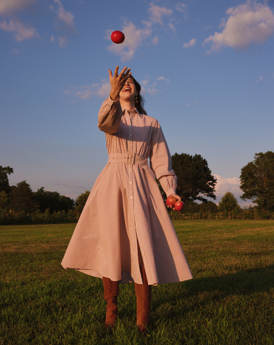Eliza Midi Shirtdress in Rust Stripe | Draper James Best Seller