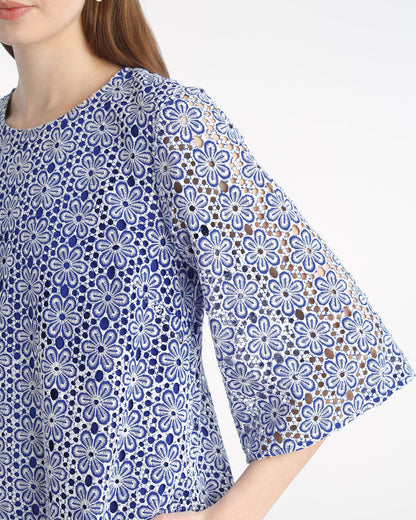 Carolyn Bell Sleeve Mini Dress in Daisy Lace | Draper James Latest