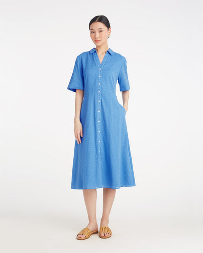 Annika Midi Shirtdress in Textured Cotton | Draper James Premium