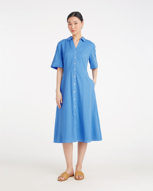 Annika Midi Shirtdress in Textured Cotton | Draper James Premium