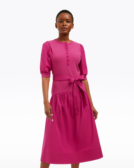 Celeste Mixed Media Dress in Raspberry Pink | Draper James Discount