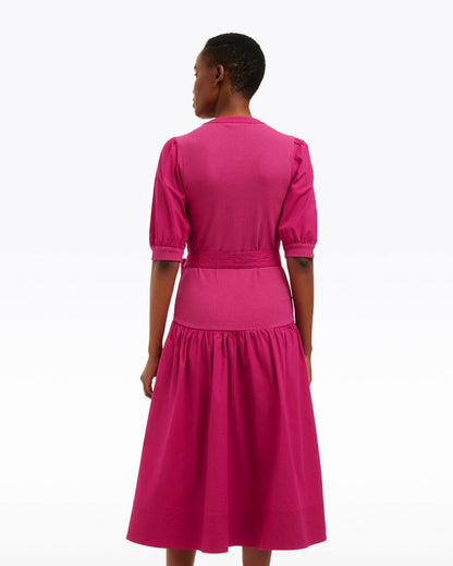Celeste Mixed Media Dress in Raspberry Pink | Draper James Discount