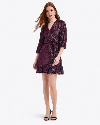 Jordan Long-Sleeve Wrap Dress in Sequins | Draper James Value