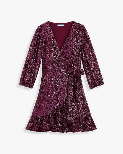 Jordan Long-Sleeve Wrap Dress in Sequins | Draper James Value