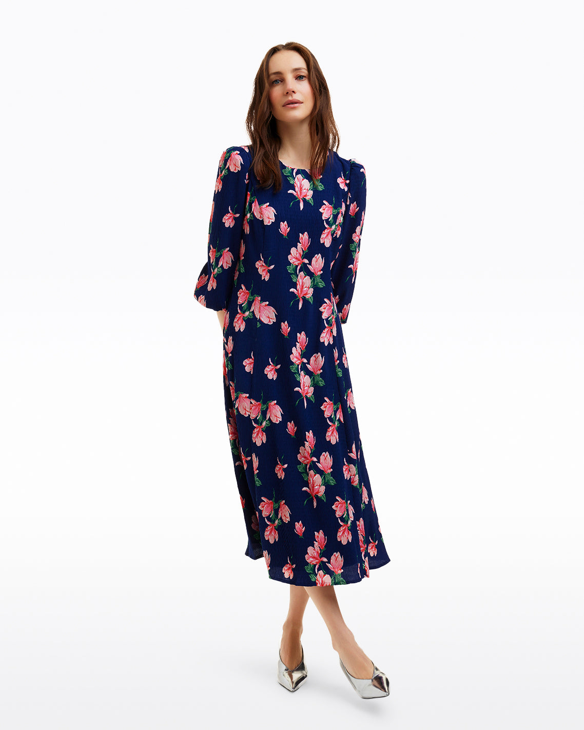 Matilda Crewneck Midi Dress in Magnolia Buds | Draper James Trusted