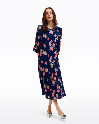 Matilda Crewneck Midi Dress in Magnolia Buds | Draper James Trusted