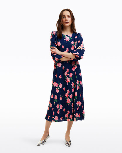 Matilda Crewneck Midi Dress in Magnolia Buds | Draper James Trusted