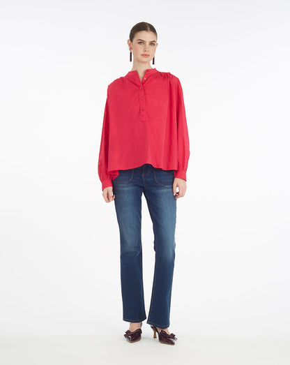 Pleated Button Down in Cotton Dobby in Love Potion | Draper James Best Seller