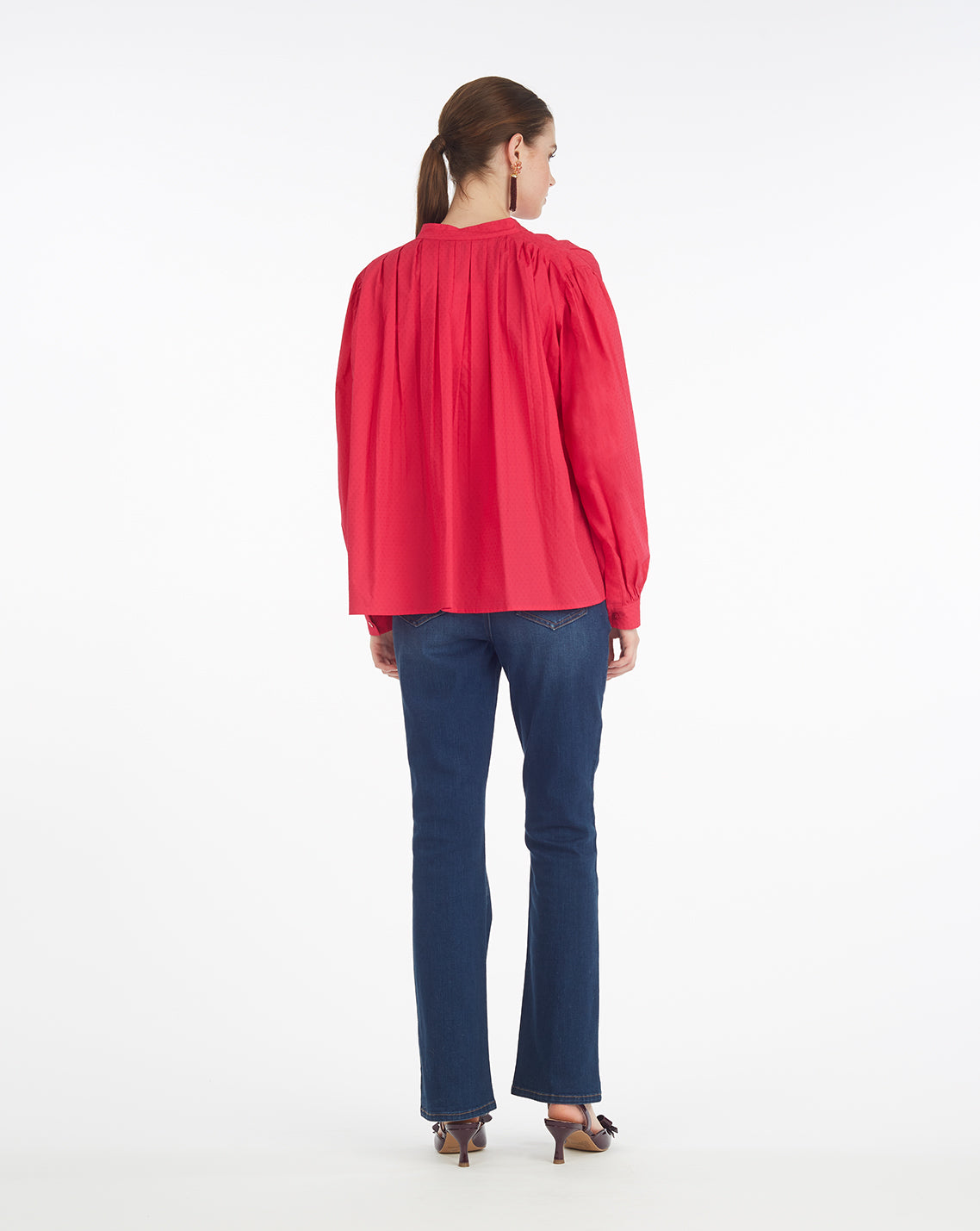 Pleated Button Down in Cotton Dobby in Love Potion | Draper James Best Seller
