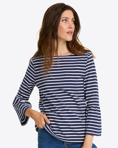 Corey Bell Sleeve Top in Navy Mariner Stripe | Draper James Top Pick