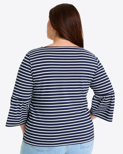Corey Bell Sleeve Top in Navy Mariner Stripe | Draper James Top Pick