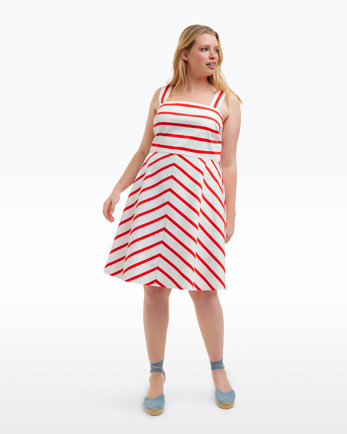 Zoe Love Circle Dress in Red Wentworth Stripe | Draper James New