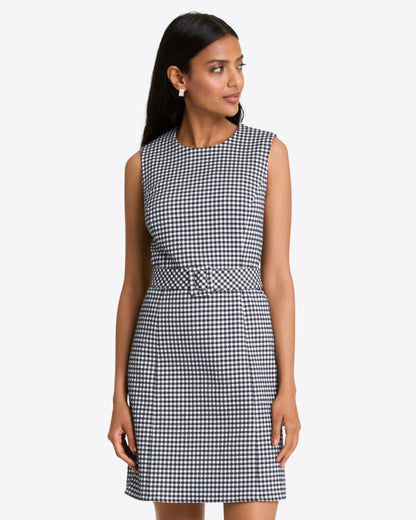 Sadie Belted Shift Dress in Textured Gingham | Draper James Discount