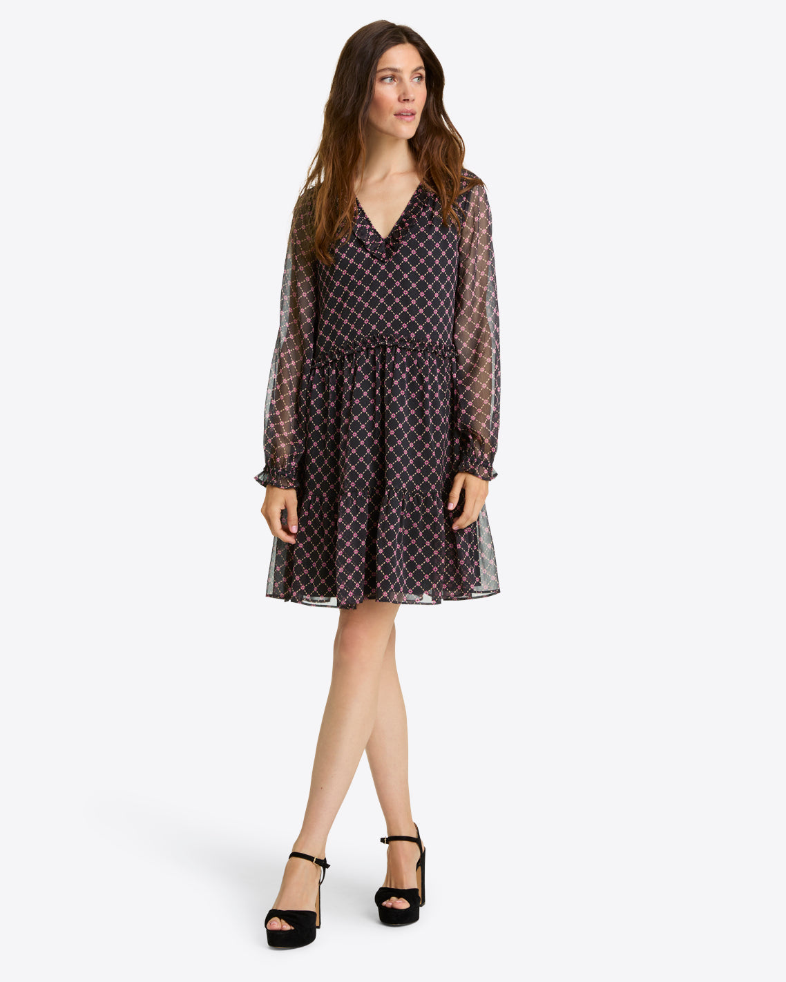 Lorrie Long-Sleeve Dress in Crinkle Chiffon | Draper James Value