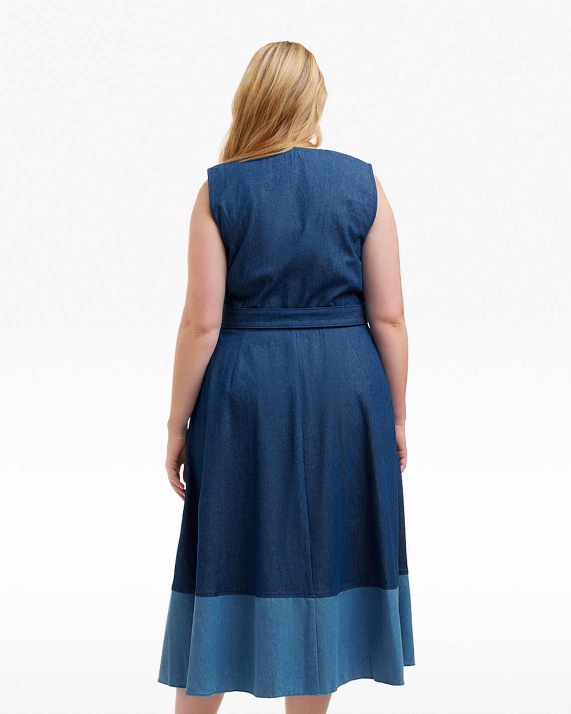 Lorelai Two Tone Sleeveless Wrap Dress in Chambray | Draper James Top Pick