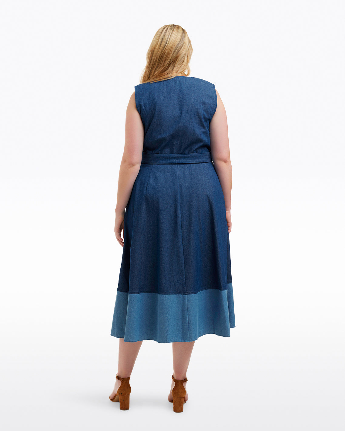 Lorelai Two Tone Sleeveless Wrap Dress in Chambray | Draper James Top Pick