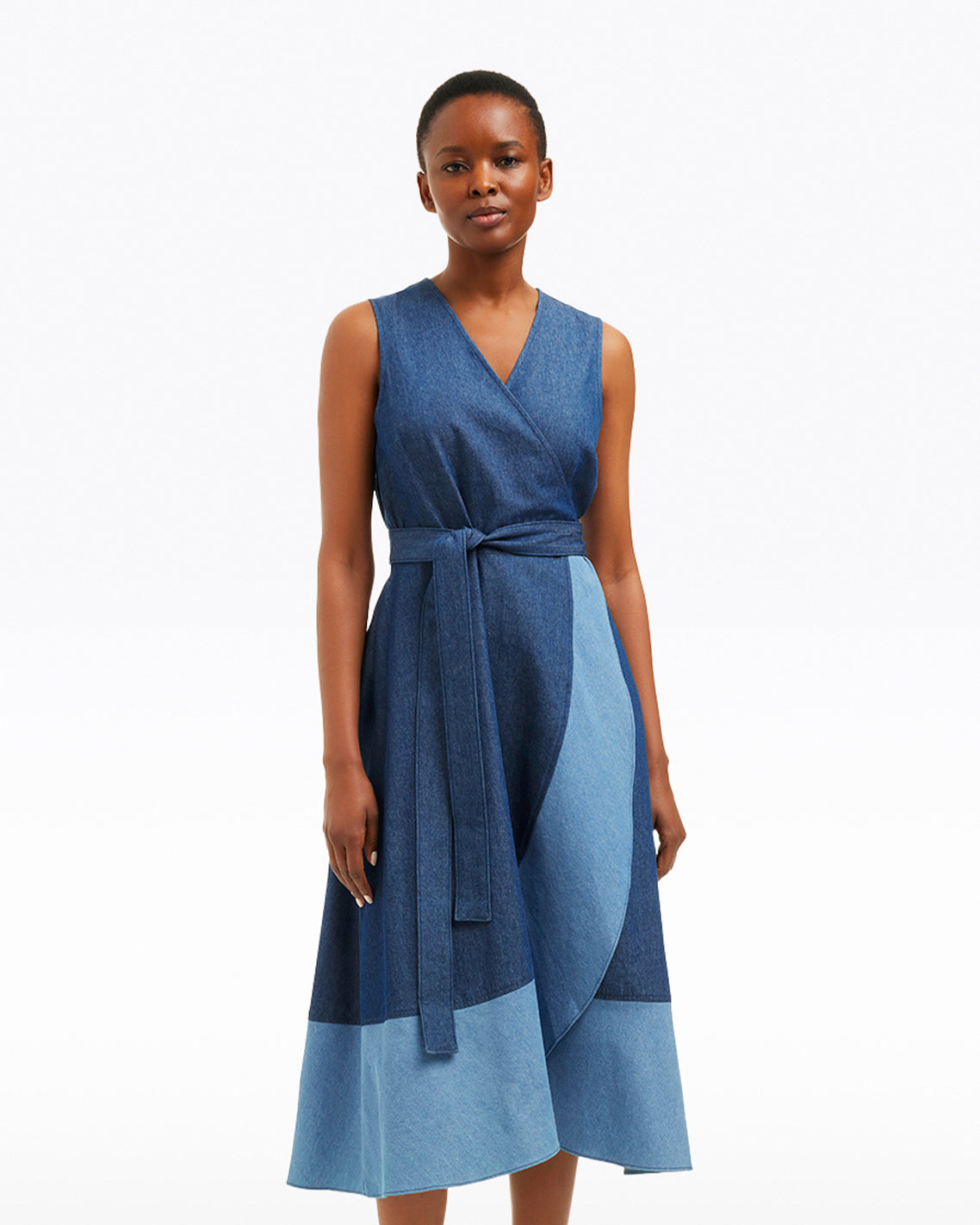 Lorelai Two Tone Sleeveless Wrap Dress in Chambray | Draper James Top Pick