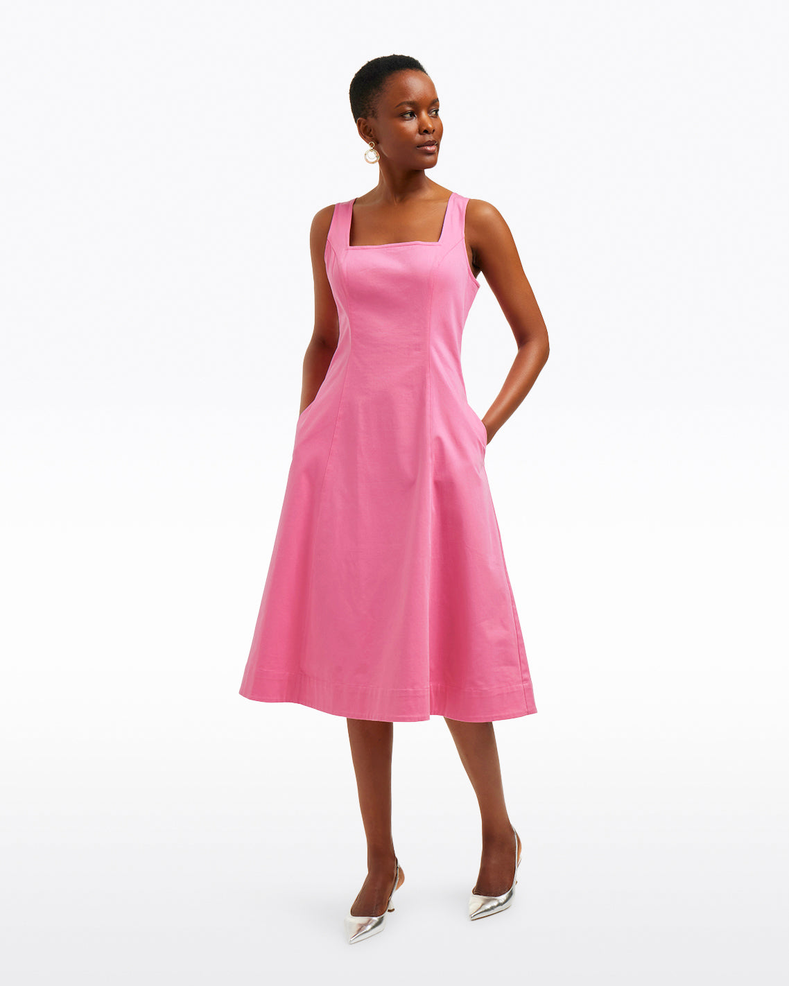 Genevieve Square Neck Sleeveless Midi Dress | Draper James Discount