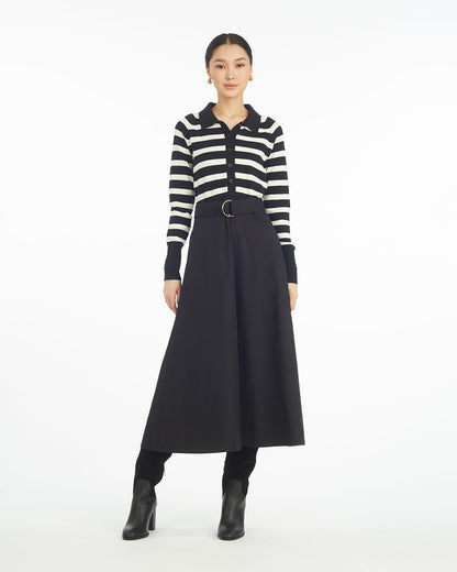 Darcy Mixed Media Dress in Black Stripe | Draper James Trusted