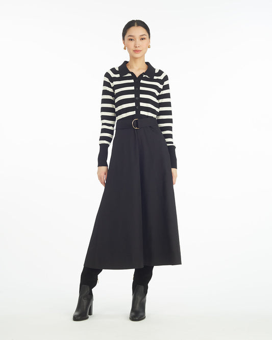 Darcy Mixed Media Dress in Black Stripe | Draper James Trusted