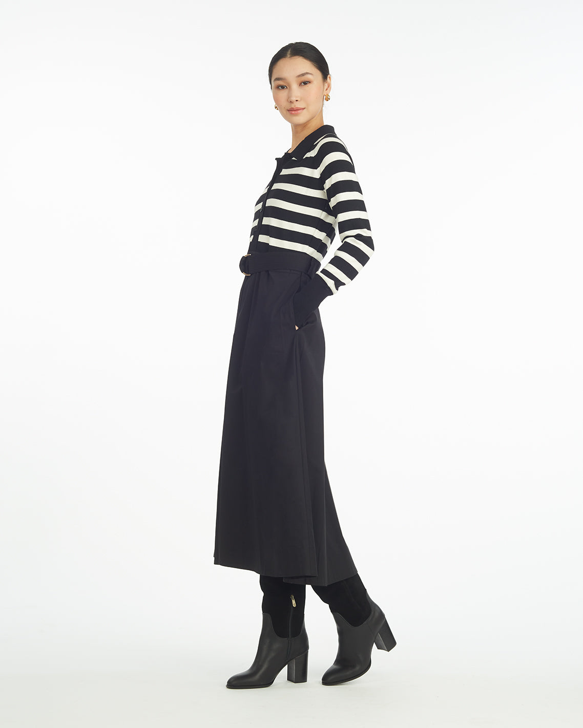 Darcy Mixed Media Dress in Black Stripe | Draper James Trusted