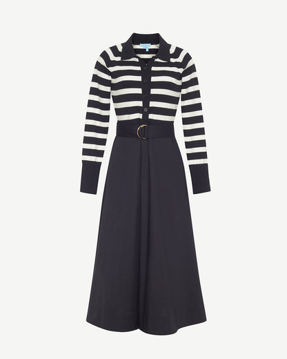 Darcy Mixed Media Dress in Black Stripe | Draper James Trusted