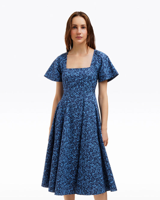 Caitlyn Square Neck Midi Dress in Ribbon Floral | Draper James Latest