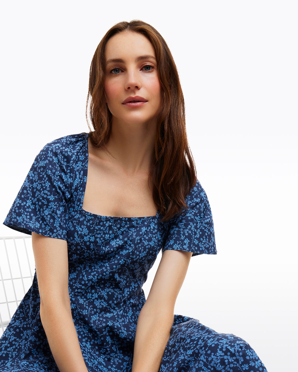 Caitlyn Square Neck Midi Dress in Ribbon Floral | Draper James Latest