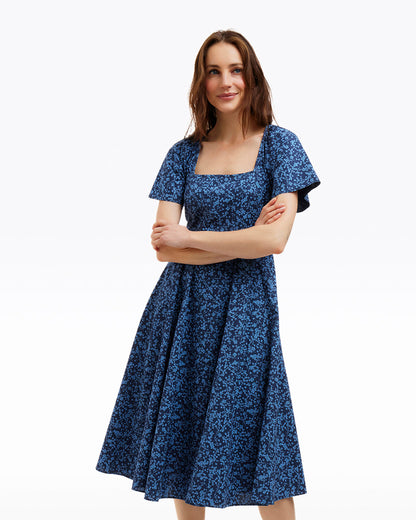 Caitlyn Square Neck Midi Dress in Ribbon Floral | Draper James Latest