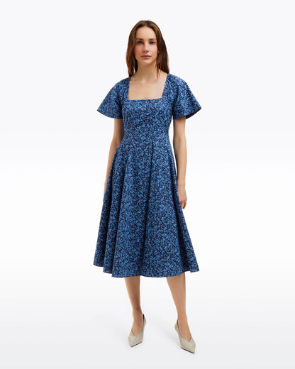 Caitlyn Square Neck Midi Dress in Ribbon Floral | Draper James Latest