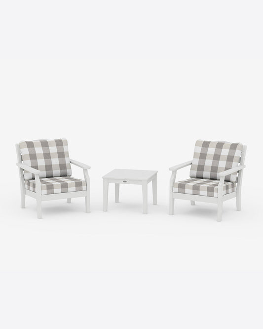 Savannah 3-Piece Seating Set – Buffalo Plaid Classic White | Draper James Classic