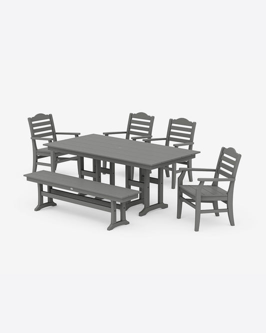 Savannah 6-Piece Farmhouse Dining Set with Bench in Gray | Draper James Sale