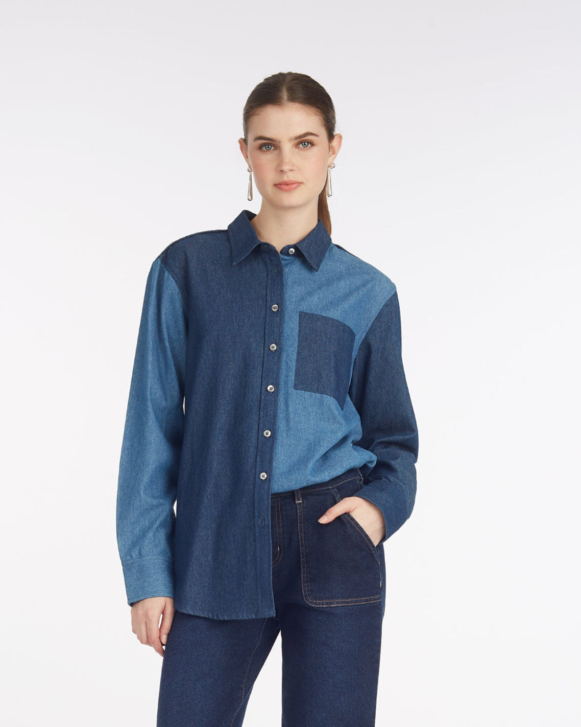 Lynn Long Sleeve Top in Chambray | Draper James Deals