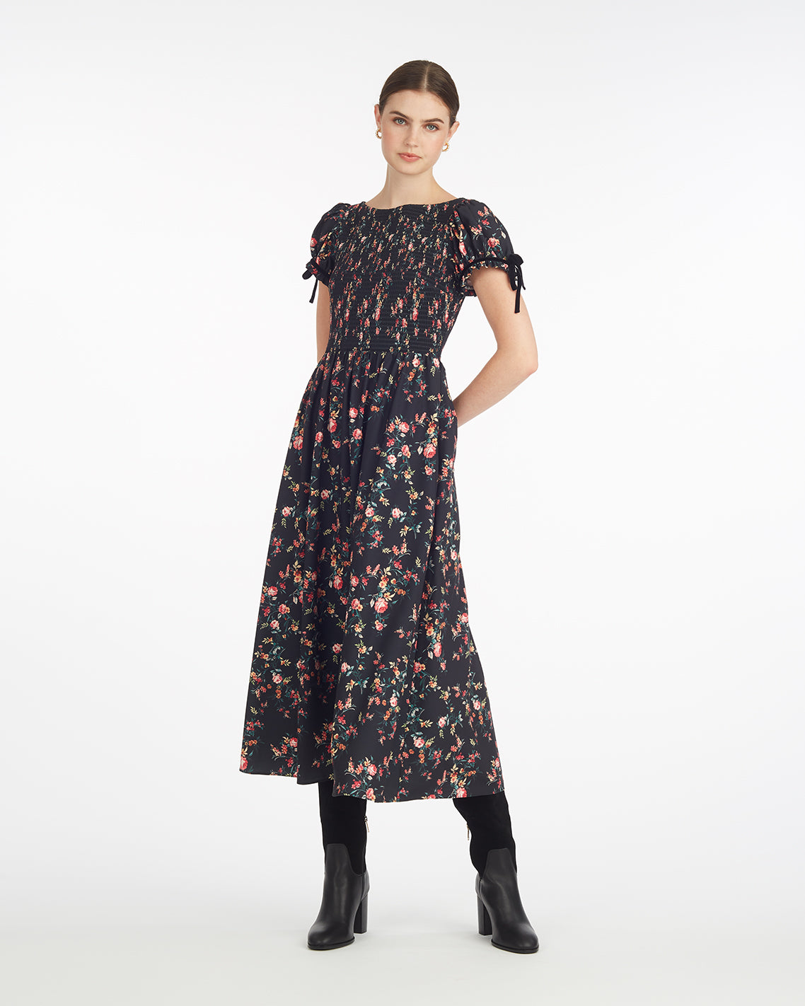 Kelsey Smocked Midi Dress in Garden Rose | Draper James Exclusive