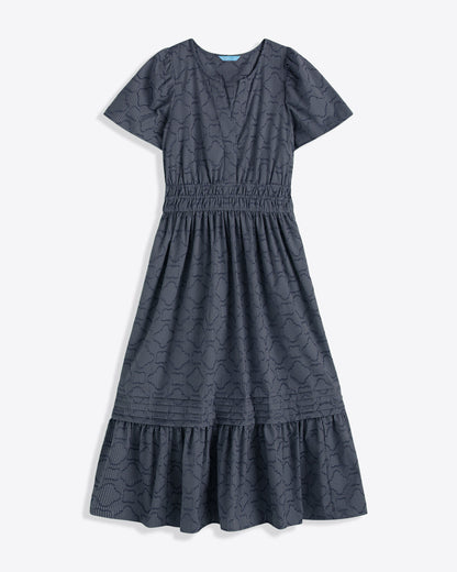 Hollie Midi Dress in Navy Textured Stripe | Draper James Best Seller