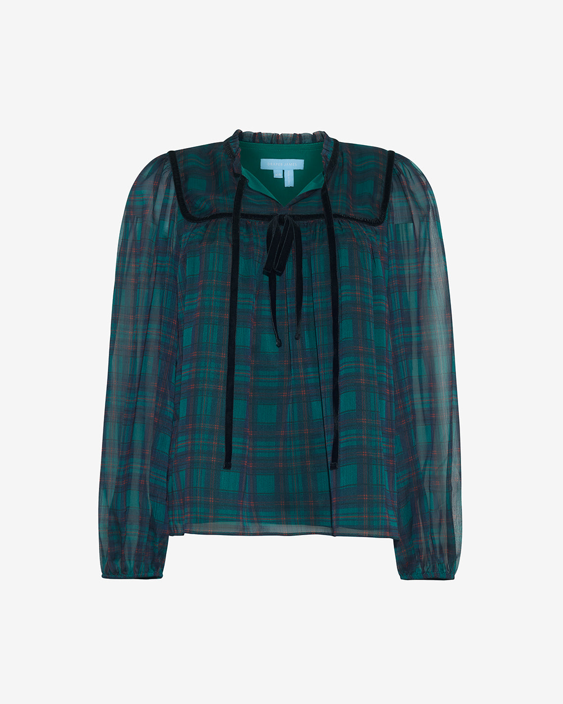 Bow Long-Sleeve Top in Evergreen Tartan | Draper James Signature