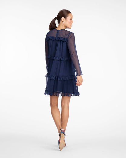 Frannie Ruffle Mini Dress in Baritone Blue | Draper James Popular