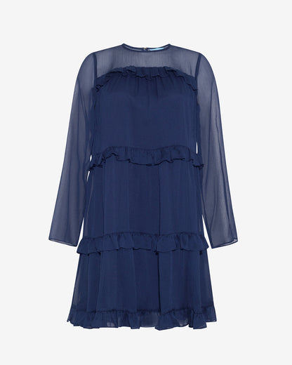 Frannie Ruffle Mini Dress in Baritone Blue | Draper James Popular