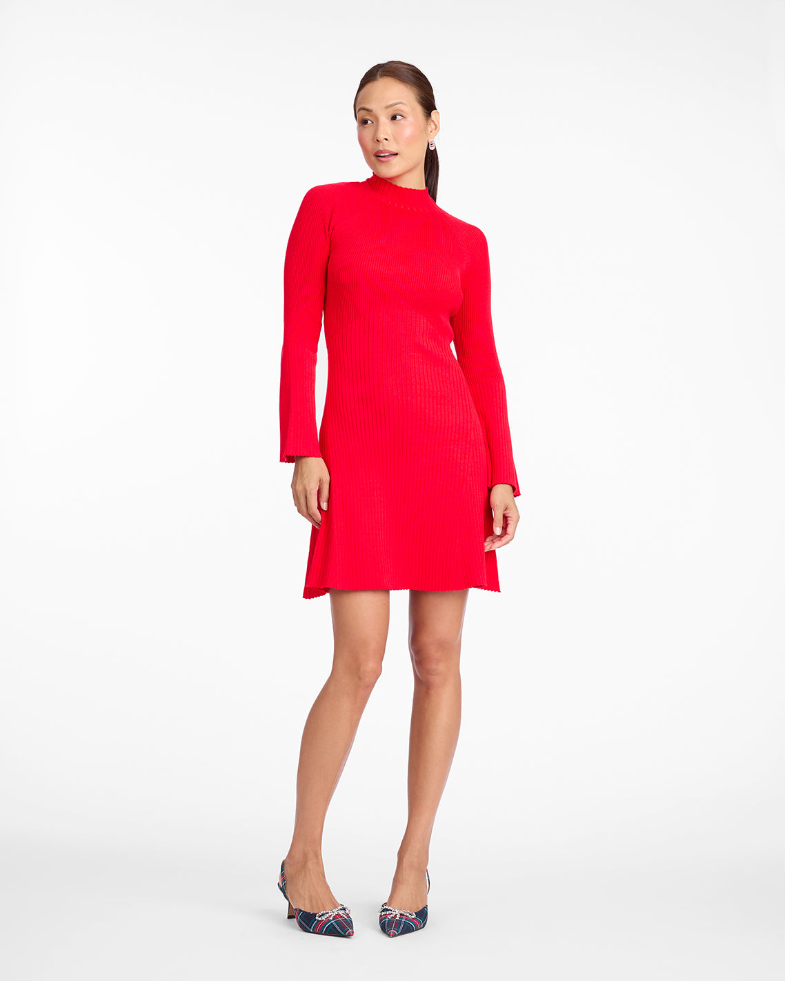 Lennox Mockneck Ribbed Knit Dress in Red | Draper James Smart Buy
