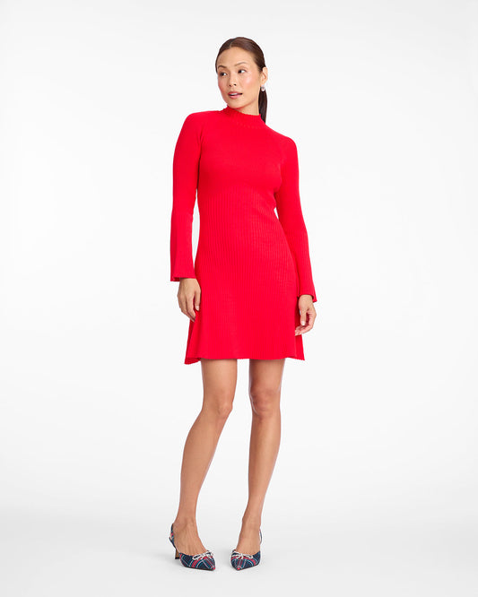 Lennox Mockneck Ribbed Knit Dress in Red | Draper James Smart Buy