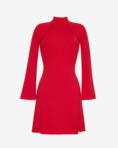 Lennox Mockneck Ribbed Knit Dress in Red | Draper James Smart Buy