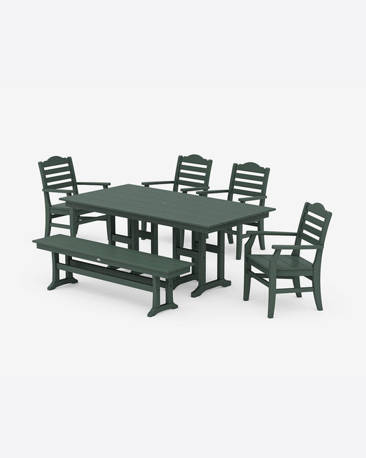 Savannah 6-Piece Farmhouse Dining Set with Bench in White | Draper James Essential
